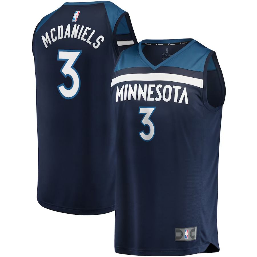 Men Minnesota Timberwolves #3 Jaden McDaniels Fanatics Branded Navy Fast Break Replica NBA Jersey